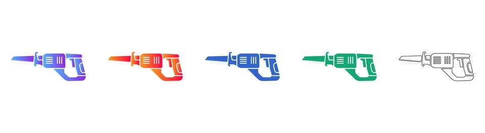 Reciprocating Saw Power Tool Vector Icons Stock Illustration