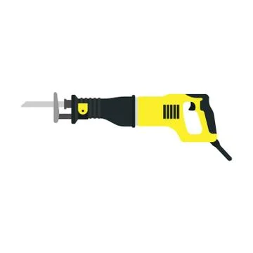 Reciprocating saw vector construction electric blade tool icon. Cut equipment Stock Illustration