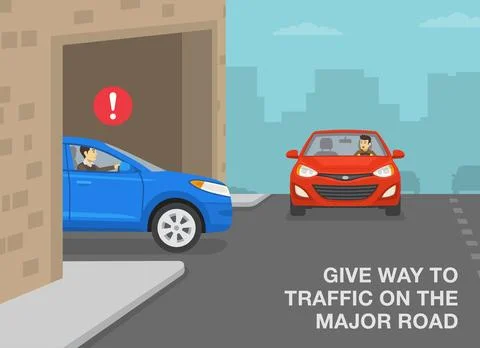 Reckless driver going through the building arch and about to hit another vehicle Stock Illustration