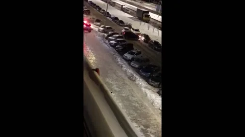 A reckless driver rams cars in order to escape from police in Naberezhnye Ch... Video stock 231700697