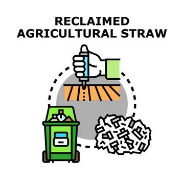 Reclaimed agricultural straw concept vector drawing Illustrazione stock