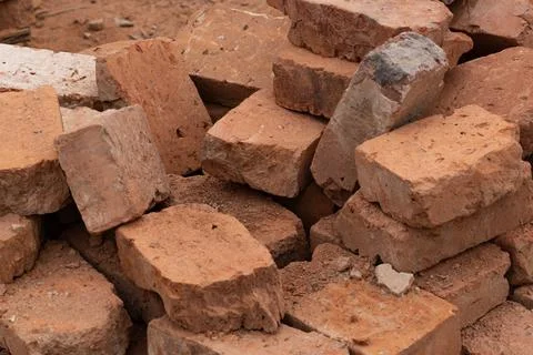 Reclaimed bricks prepared for construction work Stock Photos