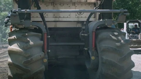 Reclaimer &amp; Grader Operating At Construction Site Stock Footage 76768341