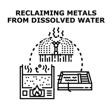 Reclaiming metals from dissolved water processing concept Stock Illustration