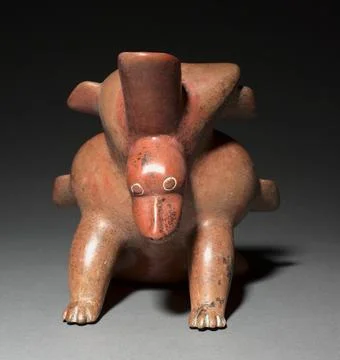 Recliner-shaped Vessel (Reclinatorio), 200 BC-300. West Mexico, Colima stat.. Stock Photos