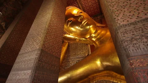 Reclining buddha wat pho temple Thailand Stock Footage 254938513