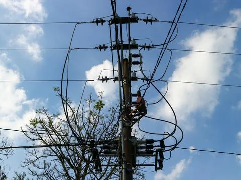 Recloser configuration on a three-phase network Stock Photos