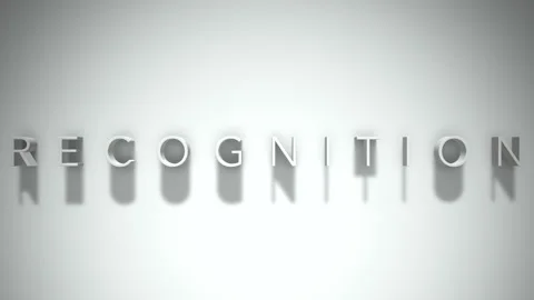 Recognition 3D title animation with shadows on a white background Stockbeeldmateriaal 296506605
