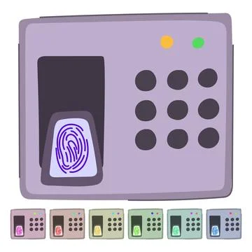 Recognition biometric security device vector cartoon graphic Stock Illustration