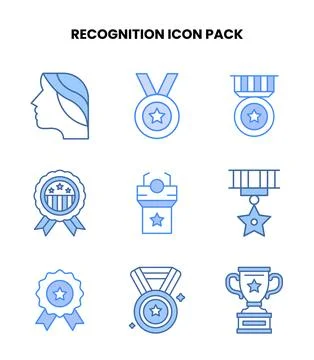 Recognition Blue Scalable Icons Pack Stock Illustration