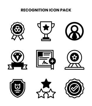 Recognition DuoTone Collection Icons Pack Stock Illustration