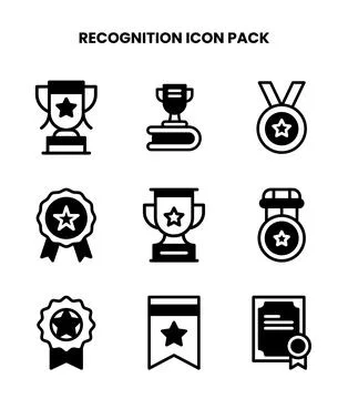 Recognition DuoTone Graphics Icons Pack Stock Illustration