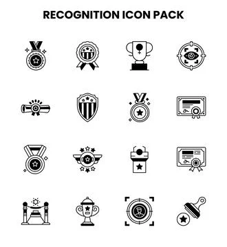 Recognition DuoTone SVG Icons Pack Stock Illustration