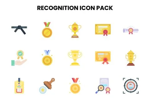 Recognition Flat Bundle Icons Pack Illustrazione stock