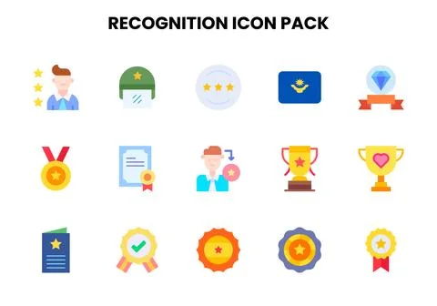 Recognition Flat Collection Icons Pack Stock Illustration