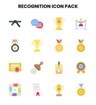 Recognition Flat Design Icons Pack Stock Illustration