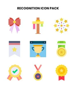 Recognition Flat Design Icons Pack Stock Illustration