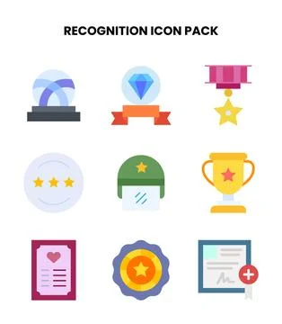 Recognition Flat Graphics Icons Pack Stock Illustration