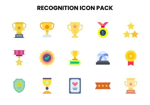 Recognition Flat Icons Pack 스톡 일러스트