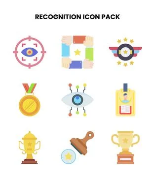 Recognition Flat Set Icons Pack Stock Illustration