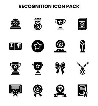 Recognition Glyph Bundle Icons Pack Illustrazione stock
