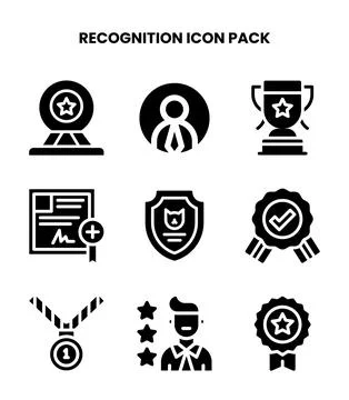 Recognition Glyph Design Icons Pack Stock Illustration