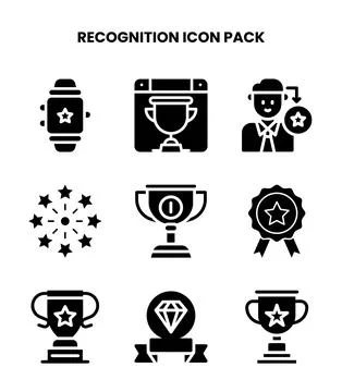 Recognition Glyph Design Icons Pack Stock Illustration
