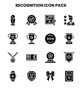 Recognition Glyph Scalable Icons Pack Stock Illustration