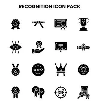 Recognition Glyph Set Icons Pack Stock Illustration