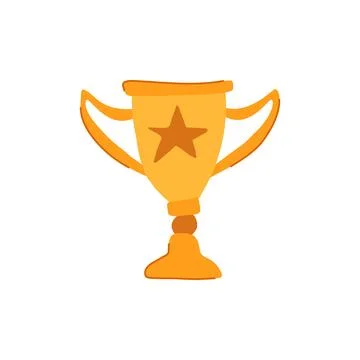 Recognition gold trophy cartoon vector illustration Stock Illustration