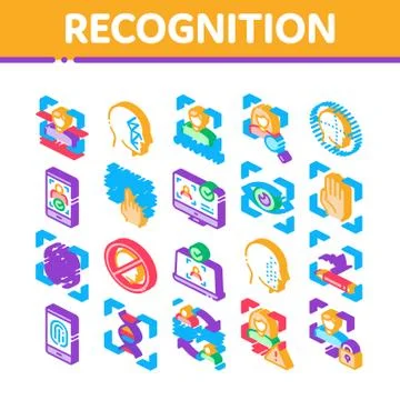Recognition Isometric Elements Icons Set Vector イラスト素材