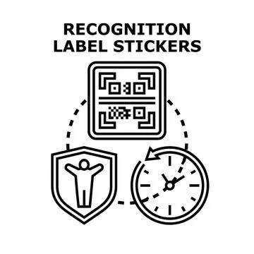 Recognition label stickers concept vector illustration Stock Illustration