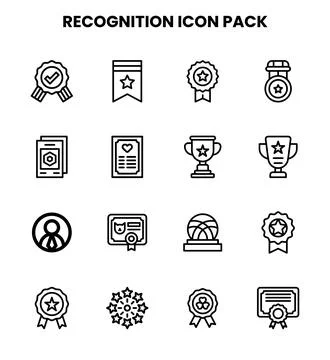 Recognition Line Graphics Icons Pack Illustrazione stock