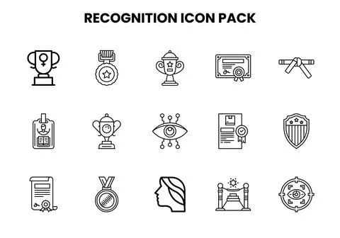 Recognition Line UI Icons Pack Stock Illustration