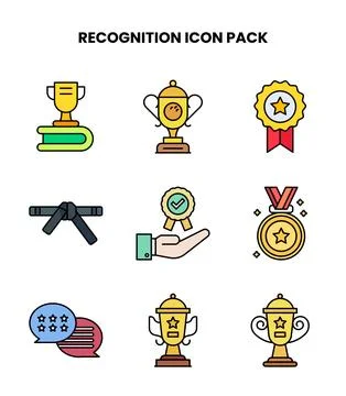 Recognition Lineal Color Vector Icons Pack Stock Illustration