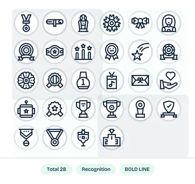 Recognition Modern Vector Collection with 28 Bold Line High Resolution Disp.. Stock Illustration