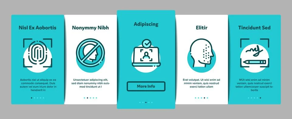 Recognition Onboarding Elements Icons Set Vector 스톡 일러스트