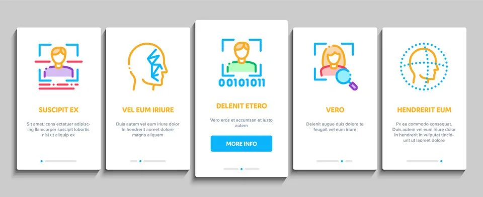 Recognition Onboarding Elements Icons Set Vector Stock Illustration