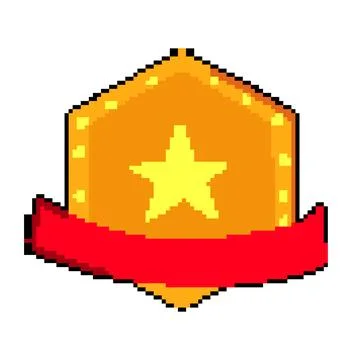 Recognition star badge pixel art vector illustration Stock Illustration