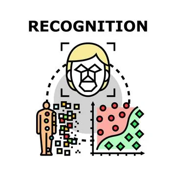Recognition technology identifying human characteristics for data analysis イラスト素材