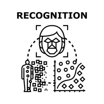 Recognition technology identifying human characteristics for data analysis Stockillustratie
