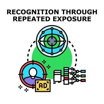 Recognition through repeated exposure target audience marketing Stock Illustration