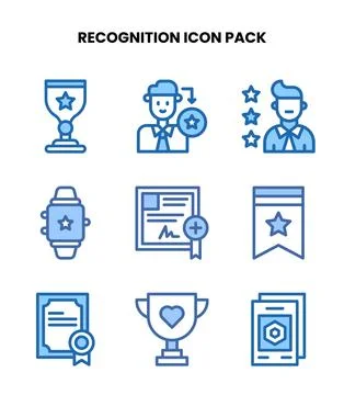 Recognition Two Colour Bundle Icons Pack Stock Illustration