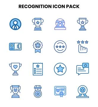Recognition Two Colour Collection Icons Pack Stock Illustration