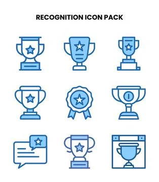 Recognition Two Colour Set Icons Pack Stock Illustration