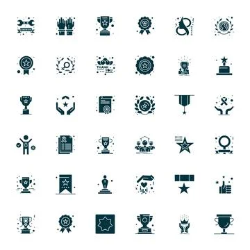 Recognition Ultimate Vector Package with 36 128x128 Filled Pixel Aligned Icon Stock Illustration
