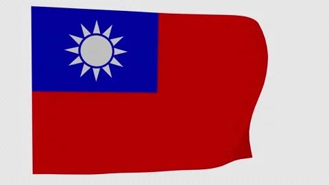Recognizable Dynamic Taiwan National Flag Loop Alpha Channel Video stock 342923751