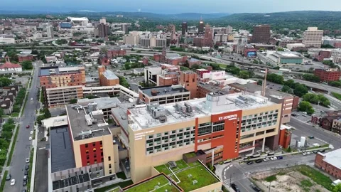 Recognizable Signal of Transition - St. Josephs Hospital - Syracuse, NY Stock Footage 336530732