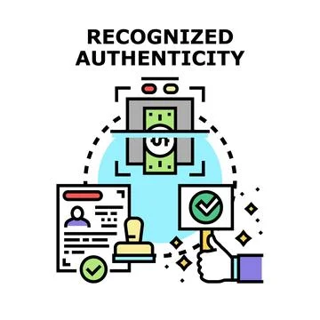 Recognized authenticity for document, money, and identity verification Illustrazione stock
