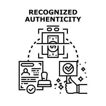 Recognized authenticity for document, money, and identity verification Stock Illustration